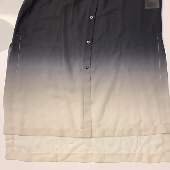 DKNY Long silk ombré shirt with side slits and silk jersey knit sleeves - Picture 6 of 10